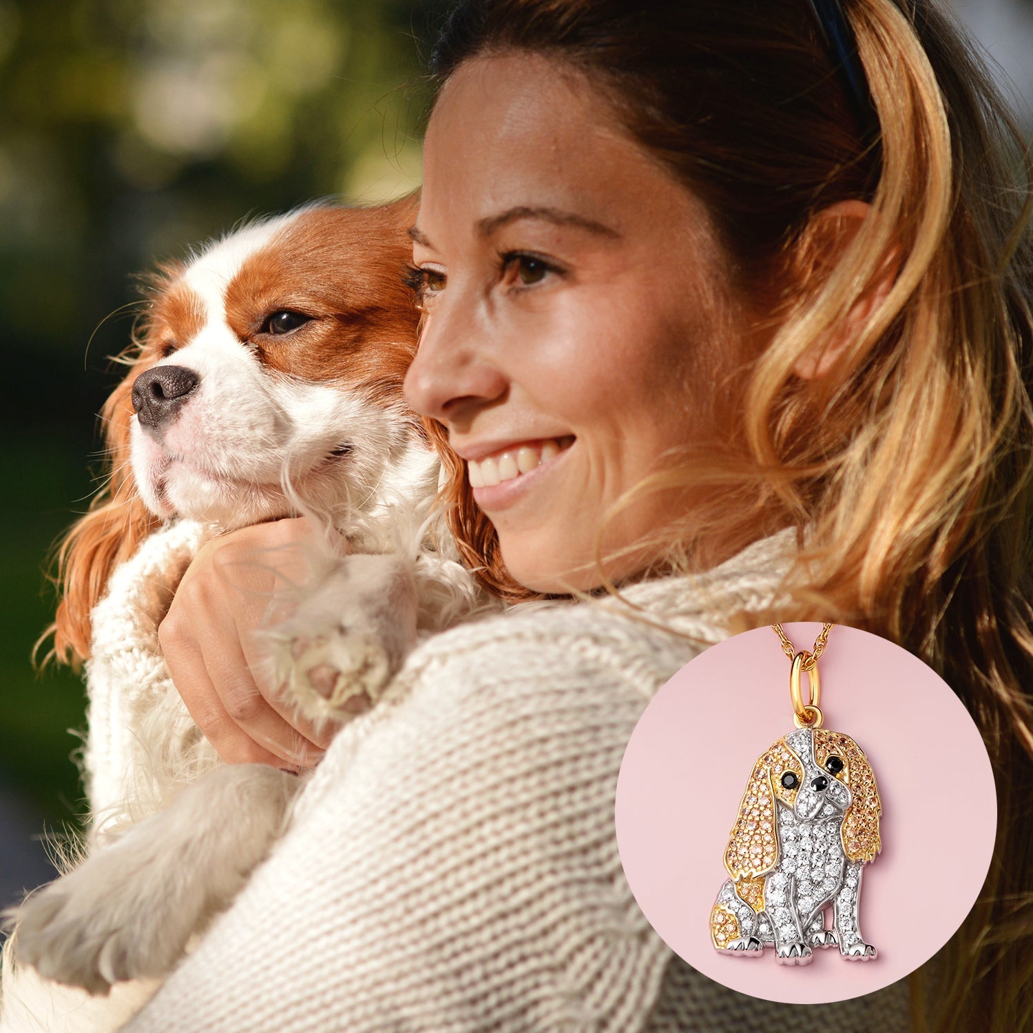 Colar + Pingente Cavalier King Charles