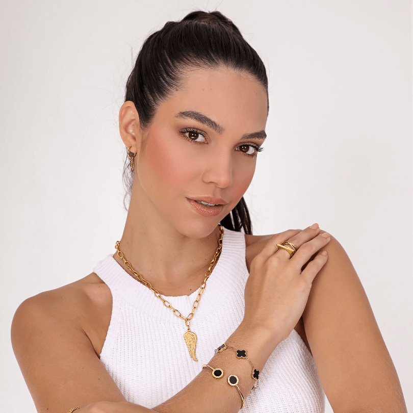 Brincos Asa de Anjo - Banhado em Ouro 18k
