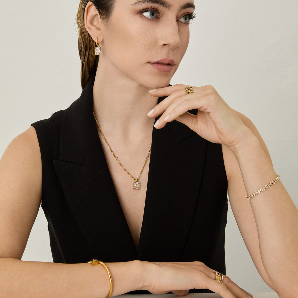 Colar Rede Baiana com Pingente Pedra Camile - Banhado em Ouro 18K
