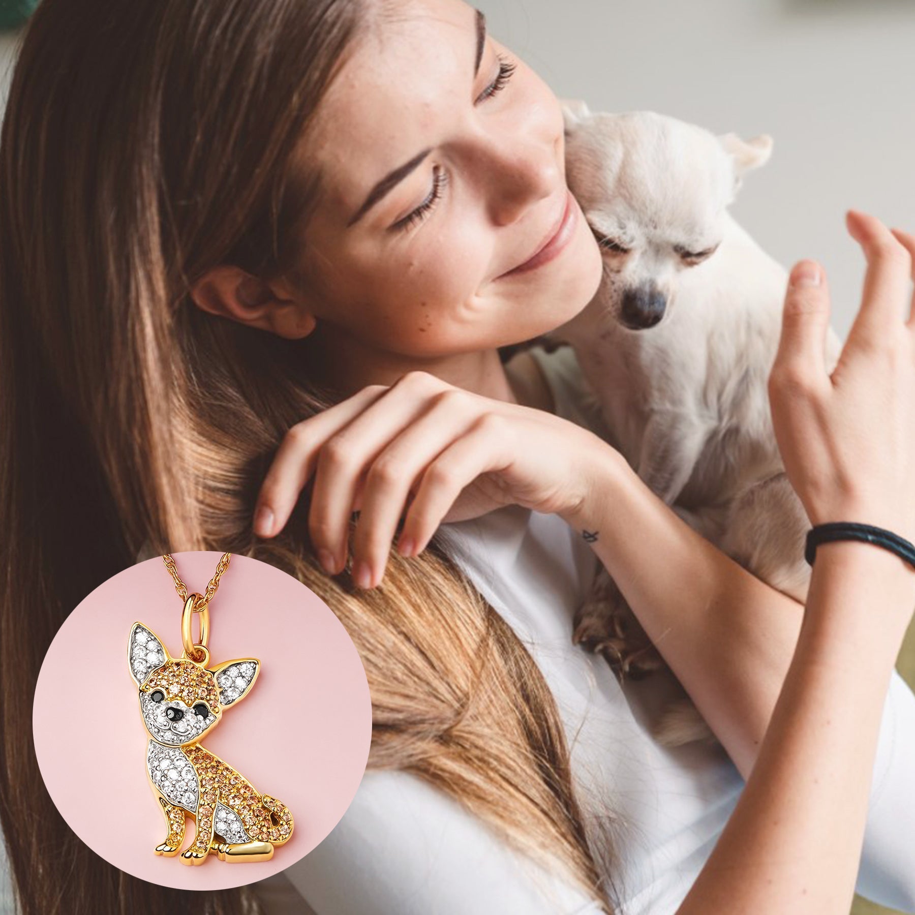 Colar + Pingente Chihuahua | Banhado em Ouro 18K