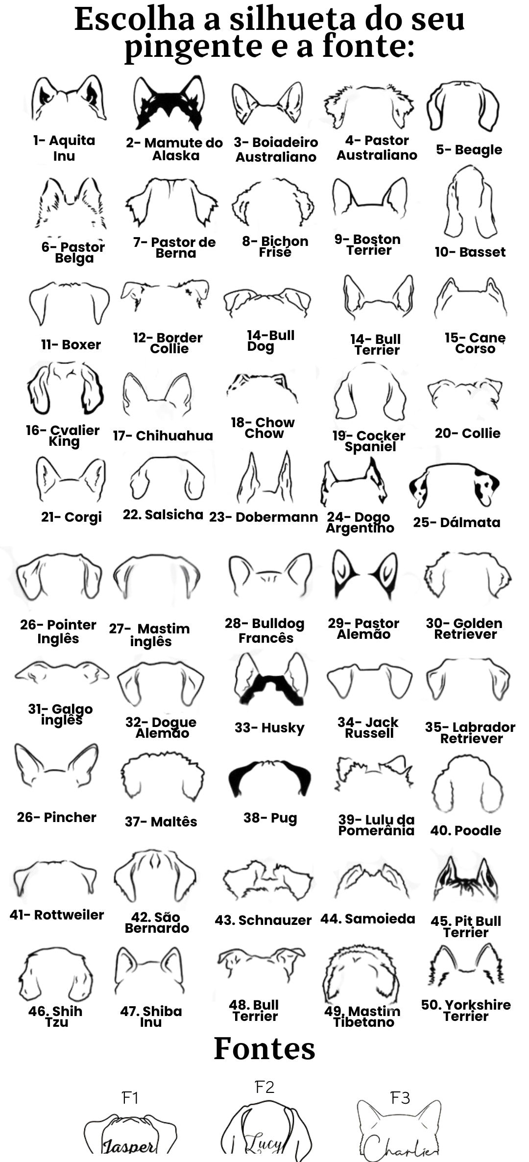 Colar Personalizado Orelhas Caninas | Banhado em Ouro 18K