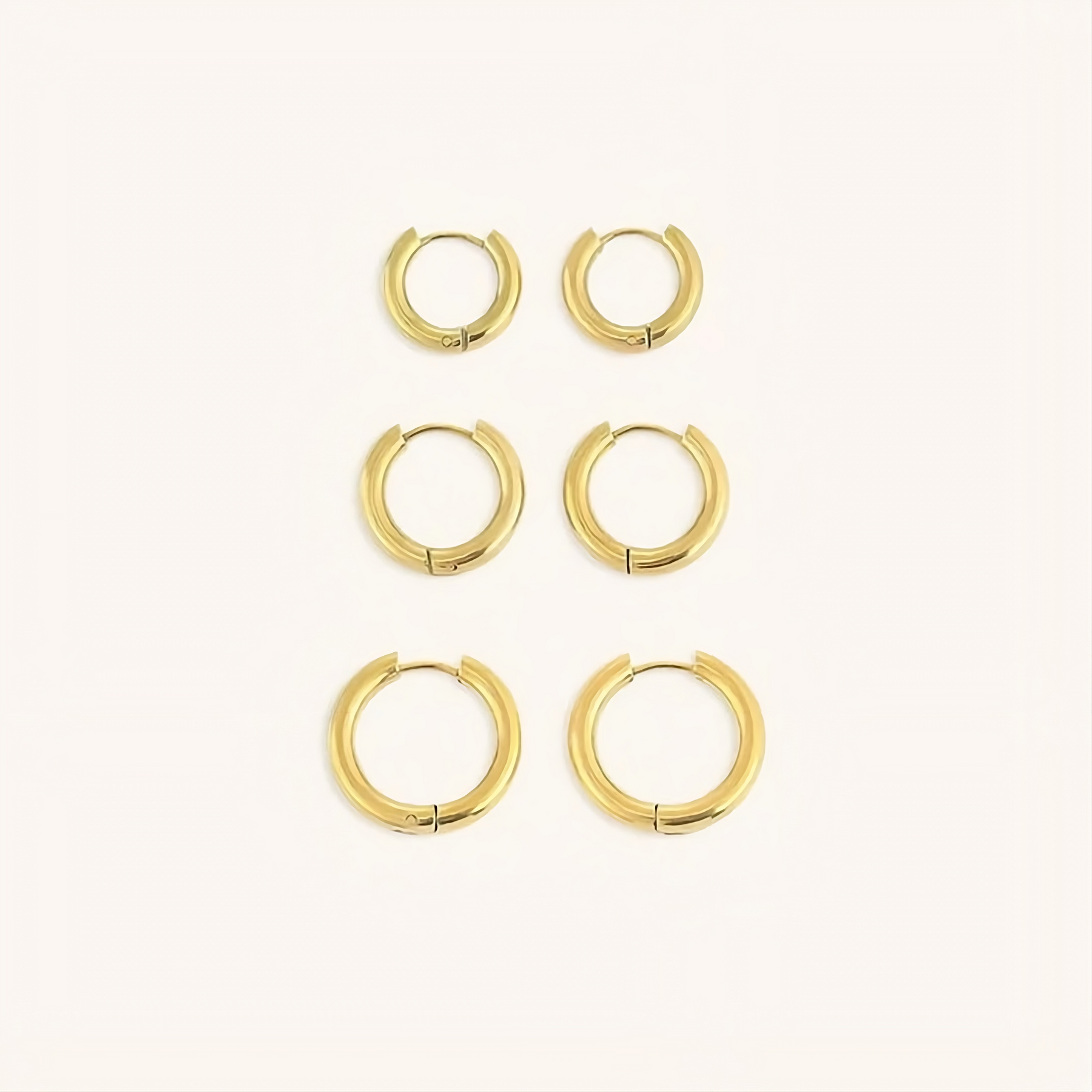Brincos Trio Argola - Banhado em Ouro 18K