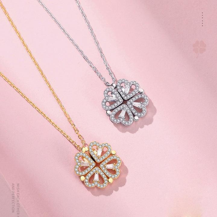 Colar Trevo e Coração + BRINDE caixa com 6 Rosas - LUMINOZ