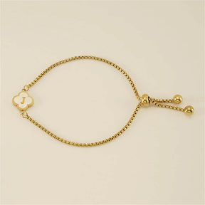 Pulseira de Trevo com Inicial - Banhado em Ouro 18K