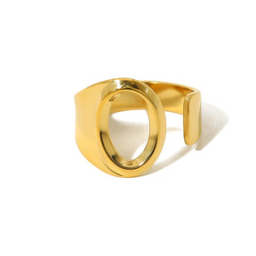 Anel Estilo com Iniciais Banhado em Ouro 18K Ajustável