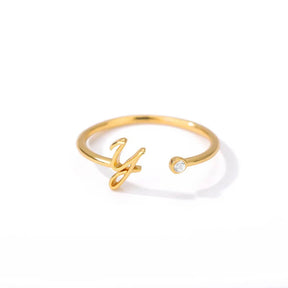 Anel com Inicial - Banhado em ouro 18k
