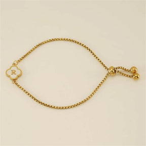 Pulseira de Trevo com Inicial - Banhado em Ouro 18K