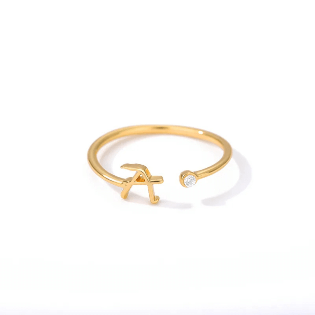 Anel com Inicial - Banhado em ouro 18k