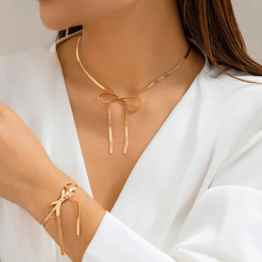 Conjunto de Joias Laço Eternal | Colar + Pulseira