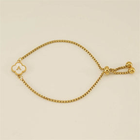 Pulseira de Trevo com Inicial - Banhado em Ouro 18K