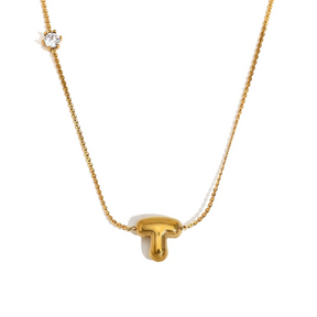 Ponto de Luz & Inicial | Colar + Pingente Banhado em Ouro 18K