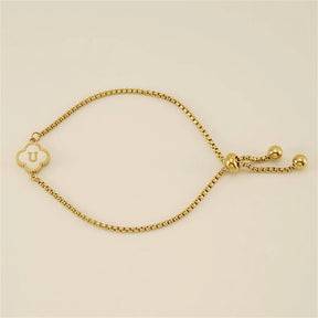 Pulseira de Trevo com Inicial - Banhado em Ouro 18K