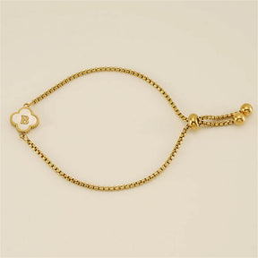 Pulseira de Trevo com Inicial - Banhado em Ouro 18K
