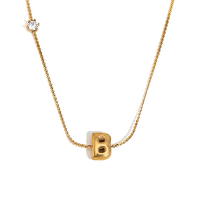 Ponto de Luz & Inicial | Colar + Pingente Banhado em Ouro 18K