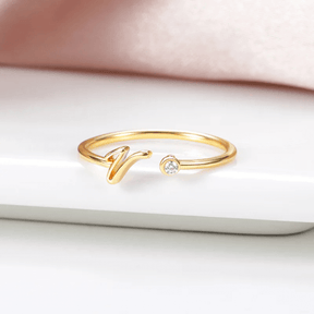 Anel com Inicial - Banhado em ouro 18k