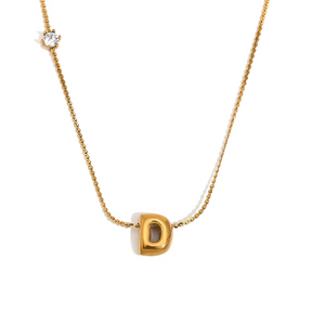 Ponto de Luz & Inicial | Colar + Pingente Banhado em Ouro 18K