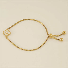 Pulseira de Trevo com Inicial - Banhado em Ouro 18K