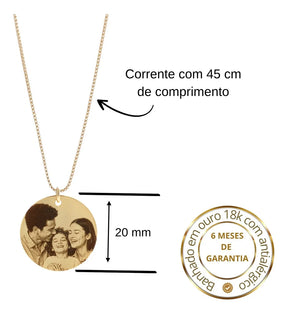 Colar com fotogravação | Banhado em ouro 18K
