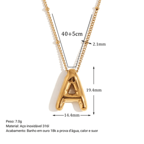Colar 3D com Iniciais - Banhado em Ouro 18K