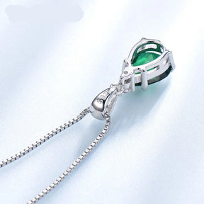 Colar Gota Esmeralda | Prata 925 com Cristais Cintilantes