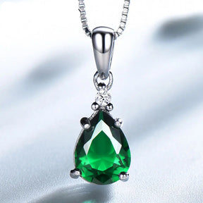 Colar Gota Esmeralda | Prata 925 com Cristais Cintilantes