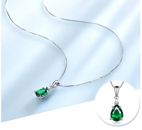 Colar Gota Esmeralda | Prata 925 com Cristais Cintilantes