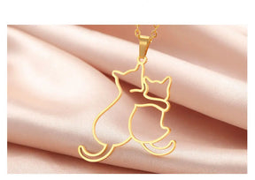 Colar Abraço Miado | Gatinhos Enlaçados 18K