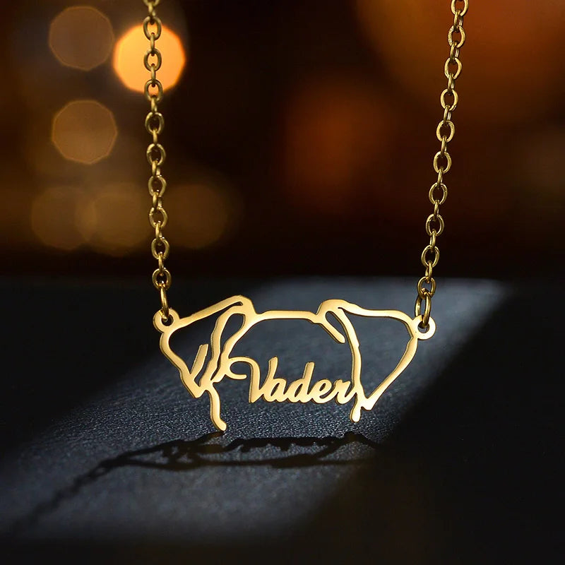 Colar AmoMeuPet – Personalize com o Contorno do seu Pet e Nome Gravado