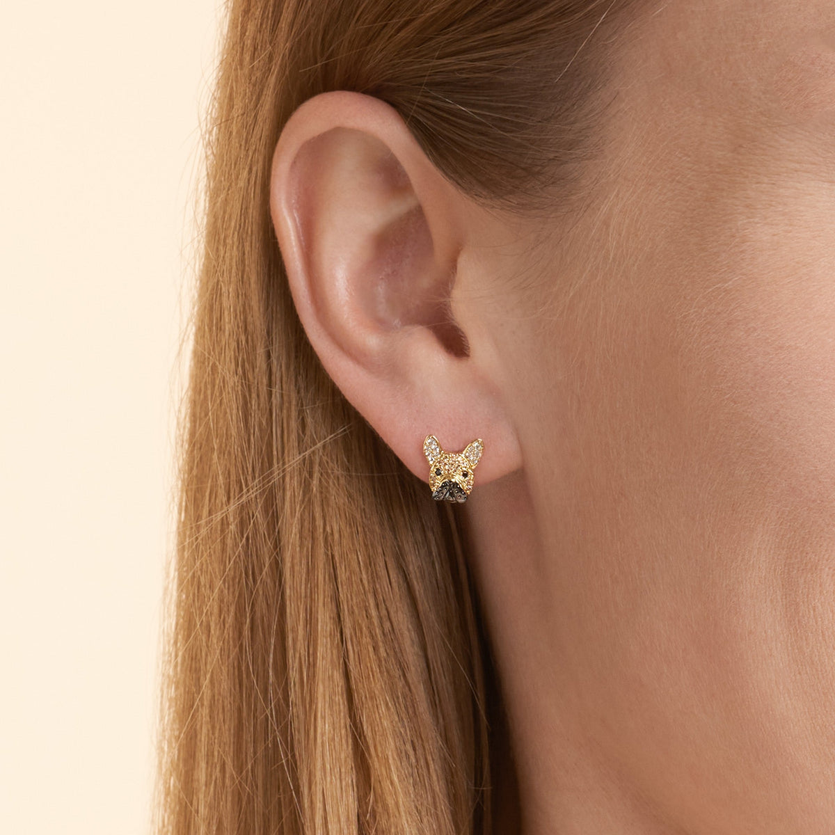 Brincos Bulldog Francês | Banhados em Ouro 18K