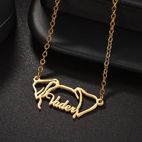 Colar AmoMeuPet – Personalize com o Contorno do seu Pet e Nome Gravado