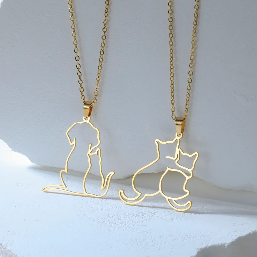 Colar Abraço Miado | Gatinhos Enlaçados 18K