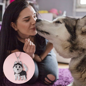 Colar + Pingente Husky Siberiano | Em Prata 925
