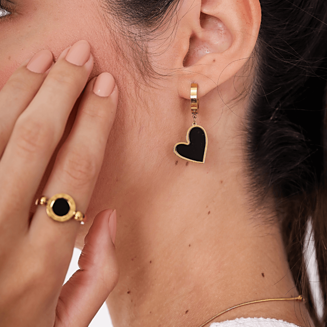 Brincos de Coração Louise - Banhado em Ouro 18K