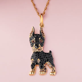 Colar + Pingente Doberman | Banhado em Ouro 18K