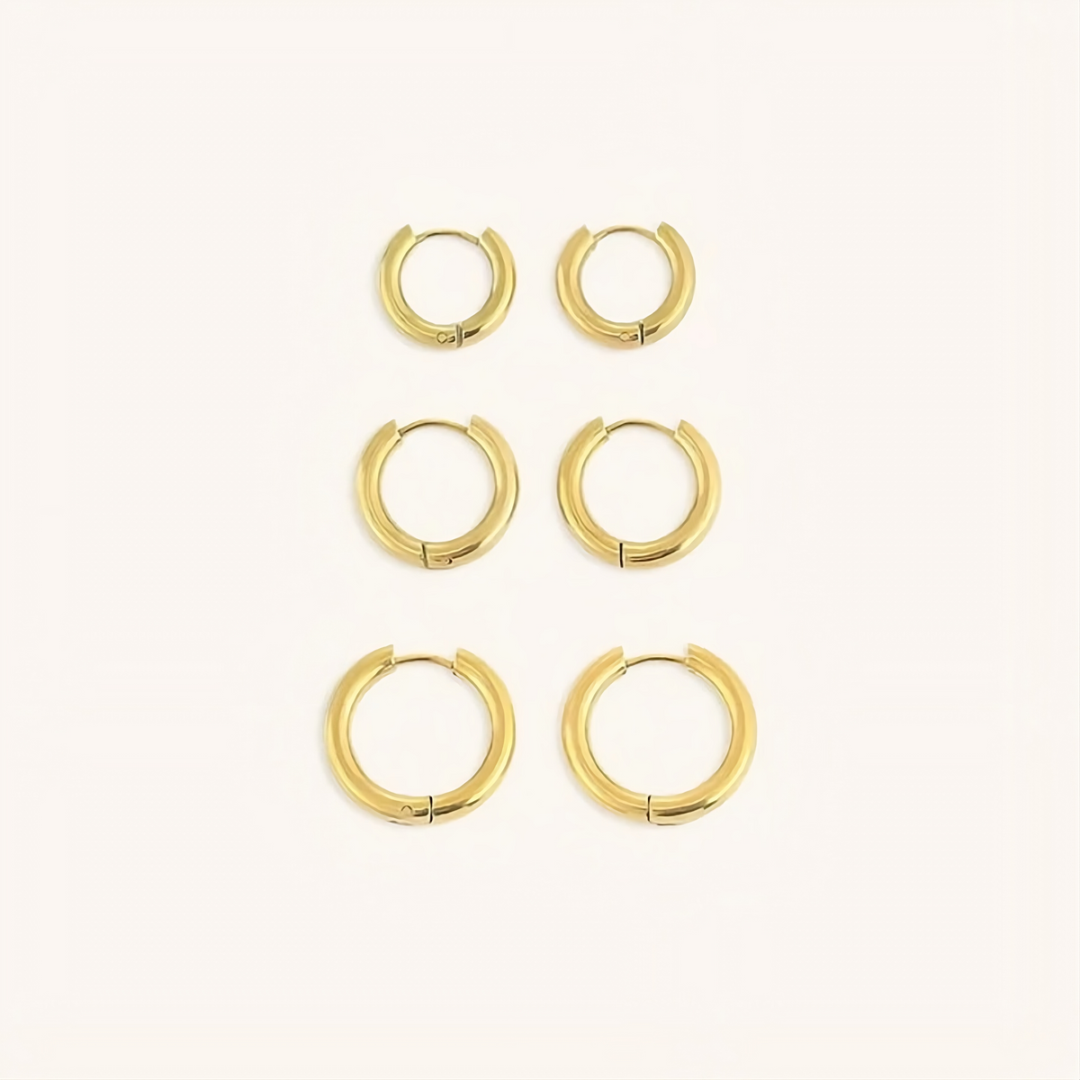 Brincos Trio Argola - Banhado em Ouro 18K